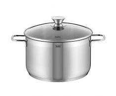 Silit Pisa Kochtopf, hoch 24cm, Glasdeckel, Fleischtopf 5,7l, Edelstahl poliert, Topf Induktion, unbeschichtet