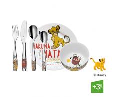 WMF König der Löwen Kindergeschirr, mit Kinderbesteck, 6-teilig, ab 3 Jahren, Cromargan Edelstahl poliert, spülmaschinengeeignet, farb- und lebensmittelecht