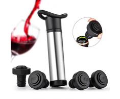 Sunix Weinpumpe mit 4 Stopfen, Wine Saver Edelstahl