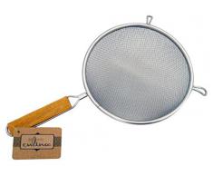 Culina 20cm Doppel-Netz Küchensieb, Edelstahl, Holzgriff