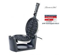 Rosenstein & Söhne Waffeleisen zum Drehen: 180° Drehbares Waffeleisen für Belgische Waffeln, Edelstahl, 1.000 W (Amerikanisches Waffeleisen)