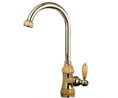 Wasserhahn im europäischen Stil, Kupferpfanne, oberes Waschbecken, kalter und heißer Wasserhahn, Küchenspüle, rotierender goldener Wasserhahn.