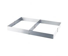 Grizzly Backrahmen eckig verstellbar aus Edelstahl mit Teiler - 5 cm hoch große Backform rechteckig ausziehbar