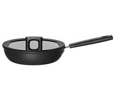 Fiskars Hard Face Pfanne für Sauteuse mit Deckel, Stahl, Schwarz, 26 cm
