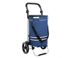 SONGMICS Einkaufstrolley, klappbar, Stabiler Einkaufswagen, mit Kühlfach, große Kapazität 35 L, multifunktional, Handwagen mit Rollen, abnehmbare Tasche, blau KST02BU
