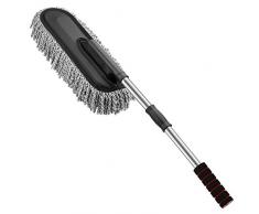 MoKo Car Duster, Autowaschbürste Mehrzweck-Mikrofaser-Waschbürste Fahrzeug-Innen- und Außenreinigungs-Kit mit ausziehbarem Griff für Auto, Fahrrad, Wohnmobil, Boot oder Haus - Grau