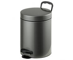 axentia Kosmetikeimer, Treteimer mit Tragegriff, Badaccessoires und WC-Zubehör mit 5 Liter Fassungsvermögen, Abfalleimer für Küche und Haushalt, Mülleimer mit einem Durchmesser von ca. 21 cm, Höhe ca. 24 cm, anthrazit