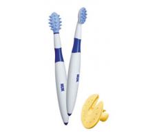 NUK Baby Zahnbürste Lernset, 2-teilig, Putzlernstift und Putztrainer inkl. Schutzring, optimale Vorbereitung aufs Zähneputzen, BPA-frei