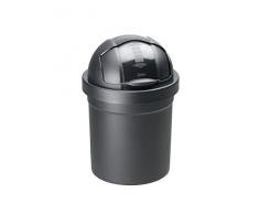 Rotho Roll Bob runder Mülleimer 10 l mit Deckel , Kunststoff (PP), schwarz, 10 Liter (26,5 x 26,5 x 39,5 cm)