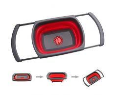 Große zusammenklappbare Abwaschschüssel mit Ablauf und versenkbarem Griff für Geschirrabtropfer Faltbare Speisensiebe für Aktivitäten im Freien, Haushalt und Küche