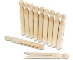 Rundkopf Wäscheklammern Holz zum Stecken, 18 Stück