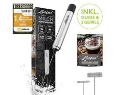 Liebfeld - Elektrischer Milchaufschäumer Stab mit Einzel & Doppel Quirl I Edelstahl Hand Milchschäumer I Aufschäumer Batterie-Betrieb I Milk Frother