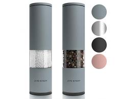 LARS NYSØM Edelstahl Salz und Pfeffer Mühle 2er Set manuell mit einstellbarem Keramik-Mahlwerk von grob bis fein I Design Gewürzmühlenset (2 Stück)