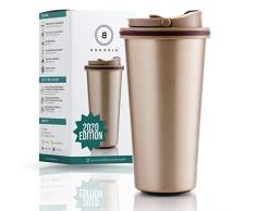 BOHORIA® Premium Edelstahl Kaffee-to-Go-Becher 2020 Edition | Thermo-Becher | Isolierbecher – Vakuumisoliert - 500 ml | Reise-Becher für Kaffee – Autobecher Travel Mug (Classic Gold)