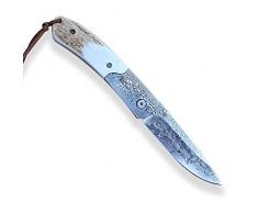 DELLINGER Weidmann VG-10 Damast Taschenmesser & Klappmesser & Damaststahl Messer & Outdoor Damastmesser Folder Knife 8 cm Klinge