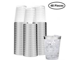 BELLE VOUS Kunststoffbecher (48 Stück) - 300 ml Glasklar Plastikbecher - Trinkbecher zum Party, Camping, Hochzeiten, Strand - Stapelbar Plastik Becher - Kunststoff Becher