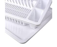 Schramm® Abtropfgestell mit Wanne in 10 Farben ca. 46 x 37 x 8 cm Abtropfgestelle Abtropfständer Abtropfschale Abtropfgitter Geschirrkorb Abtropfkorb, Farbe:weiss