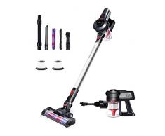 HCBOO Akku Staubsauger, Kabelloser Staubsauger 12000 Pa, 4-in-1 Stielstaubsauger, leistungsstark, kompakt und leicht, ohne Beutel, für Hart- und Teppichböden, HEPA-Filter, Silber