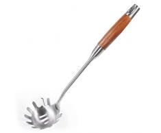 Newness 304 Edelstahl Spaghettilöffel 36 cm, Nudellöffel Spaghettiheber mit Holzgriff, Pastaheber Nudellöffel Löffel für Nudeln Spaghetti, Hitzebeständig und Spülmaschinengeeignet