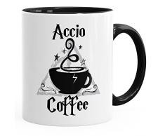 MoonWorks Kaffee-Tasse Spruch Accio Coffee Teetasse Keramiktasse schwarz Unisize