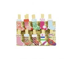 Oblique-Unique® Kleine Mini Holz Wäscheklammern Holzklammern Deko Klammern mit Motiv (Nikolaus Strümpfe)