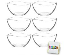 6 Stück Glasschalen im Set, Design Snack Schalen Frühstück oder Party, Vorspeise Glasschale, Dessertschale, Knabberschale aus Glas, 310ml Gläser, lebensmittelechte Müsli Glasschüsseln VIRA