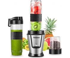 Yabano Multifunktion Mixer, 3 in1 Standmixer Set, Smoothie Maker + Ice Crusher + Kaffeemühle (500 Watt, 26000U/Min) mit 4 Edelstahlklingen, 2 Tritan-Sport-Flasche 600ml, BPA frei
