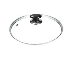 Glasdeckel universal mit Knopfgriff und Edelstahlschutzrand für Töpfe Pfannen (280mm)