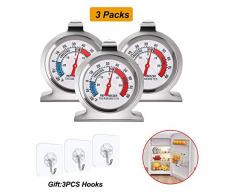 Lifreer Kühlschrankthermometer 3PCS Rostfreier Stahl Kühlschrank Gefrierschrank Thermometer Temperatur-Thermometer zum Zuhause, Restaurants Kühlschrank Gefrierschrank, 3PCS Transparente Haken
