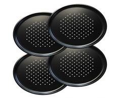 Grizzly Pizzablech gelocht 4er Set antihaft 30cm rund praktisches Backblech vielseitig