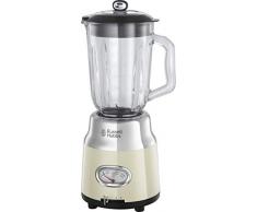 Russell Hobbs Glas-Standmixer Retro creme, Retro-Anzeige,20.000 U/min,1.1 PS-Motor, Impulse-/Ice-Crush-Funktion, 1.5l Glasbehälter, Edelstahl, Mixer,elektrischer Zerkleinerer,Smoothie-Maker 25192-56
