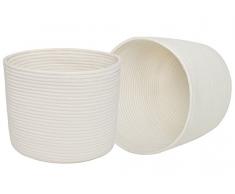 La Jolíe Muse Aufbewahrungskorb Wäschekorb aus Baumwolle Seil, Wäschesammler, Stabil und Haltbar, mit Griff, Für Wohnzimmer Kinderzimmer Badzimmer