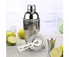 HI Cocktail Mix Set (3-teilig) aus Edelstahl - Barkeeper Set mit Cocktail Shaker, Messbecher und Barsieb, Bar Set, Bar Equipment, ideal als Cocktail Geschenkset