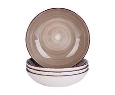 Vancasso Suppenteller Steingut, Bella 4 teilig Tiefteller, Geschirr Tellerset Suppenschalen, handbemalt