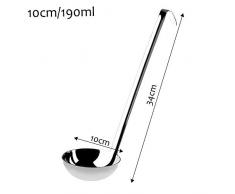 KADAX Suppenkelle aus hochwertigem Edelstahl, Schöpflöffel mit Halter, Soßenlöffel mit langem und ergonomischem Stiel, Schöpfkelle, Gießlöffel, Küchenhelfer, Silber (10cm/190ml)