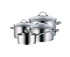 WMF Provence Plus Topfset, 4-teilig, Cromargan Edelstahl poliert, Töpfe mit Glasdeckel, Induktionstöpfe, Stielkasserolle, Topf Induktion, unbeschichtet, backofengeeignet
