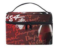 Reise Kosmetiktasche Romantische Rotweinkelch Make-Up Tasche Tote Fall Veranstalter Lagerung Für Frauen Mädchen