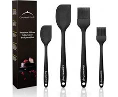 Gourmet Profi 4er Set Premium Backpinsel und Teigschaber aus Silikon spülmaschinengeeignet, hitzebeständig, Teigspartel und Backpinsel Silikon