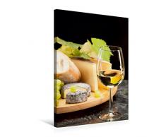 Premium Textil-Leinwand 50 x 75 cm Hoch-Format Weisswein mit Käseplatte Trauben | Wandbild, HD-Bild auf Keilrahmen, Fertigbild auf hochwertigem Vlies, Leinwanddruck von Wolfgang Steiner