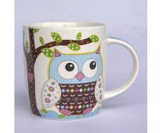 1 Stk. Henkeltasse mit Eule groß - Keramik Trinktasse mit Henkel Tasse Becher Eulenmotiv Tassen Porzellantasse