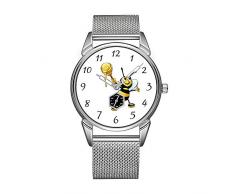 Mode herrenuhr Silber Edelstahl wasserdicht Uhr männer top Marke herrenuhr Uhr lächelnd Cartoon Honey bee halten schöpflöffel Armbanduhr