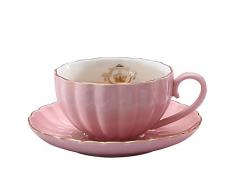 Heasa Porzellan British Royal Series Teetasse mit Untertasse, 227 ml Cappuccinotasse, Latte-Tasse, Espresso-Tasse, Rosa