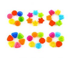 Bequemer Laden 36 Stück Wiederverwendbare Silikon-Backen-Schalen,Kuchen-Zwischenlagen, Muffin Cups,6 Formen mit 6 Farben,Non-Stick,hitzebeständig (Bis 480 ° F) Mini Backformen,Lebensmittelqualität