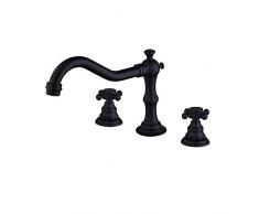 Zhoudashu Bad Küche Waschbecken Mischbatterie Waschbeckenmatte Schwarz Wasserhahn 2 Griffe 3 Stücke Goldene Bad Waschbecken Wasserhahn Badewanne Wasserhahn
