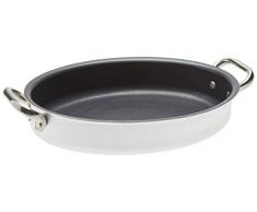Pentole Agnelli Platinum Ovale Fischpfanne mit 2 Griffen aus Edelstahl, silberfarben 30 cm silber / schwarz