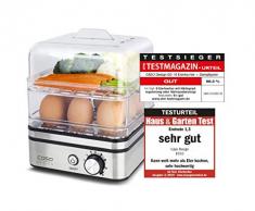 CASO ED10 - Design Eierkocher & Dampfgarer, schonendes Garen von Fisch, Gemüse, Kartoffel uvm., Elektronische Garzeitreglung, Edelstahldesign, Eiträger für bis zu 8 Eier, verschiedene Einsätze