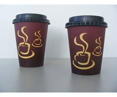 Pack4Food 1000 Kaffeebecher mit Deckel 8oz 200ml 0,2l Coffee to go Becher Coffeecups Kaffee to go Pappbecher inklusive schwarzem Deckel