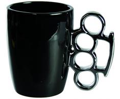 Schlagring Tasse - Kaffeebecher aus Keramik in schwarz