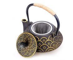 HwaGui Gusseisen Teekanne Innere Wand Emaille Teekanne Mit Edelstahl Filter für Tee Liebhaber als Geschenk, Chinesischer Gesunder Kessel 800ml / 25oz [MEHRWEG]