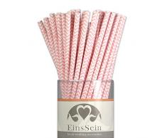 EinsSein 100x Papierstrohhalme Wave rosa Hochzeit Party Geburtstag Strohhalme Trinkhalme Cake Pops Sticks und Candy Bar-Zubehör Stiele Papier Pappgeschirr Straws